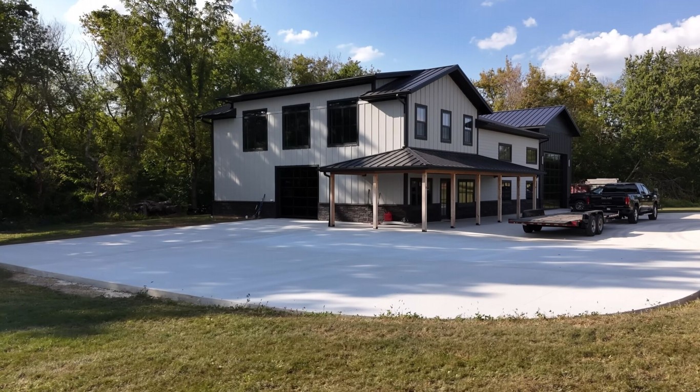 Freshly poured concrete driveway at a residential home in Laredo, TX